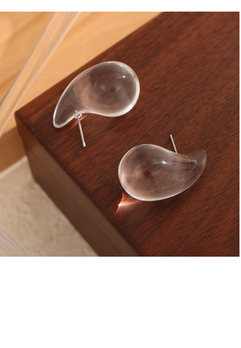 1 Pair Simple Style British Style Commute Water Droplets Plating Resin Titanium Steel Ear Studs display picture 3
