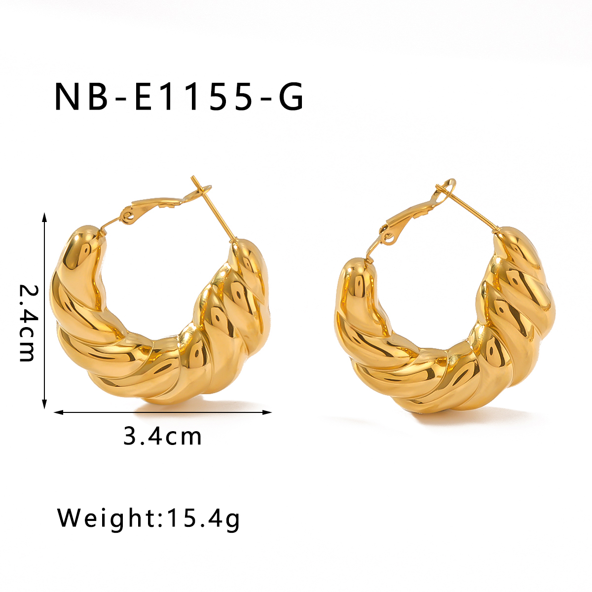 1 Pair IG Style Vintage Style Simple Style U Shape Simple 304 Stainless Steel 18K Gold Plated Earrings display picture 2