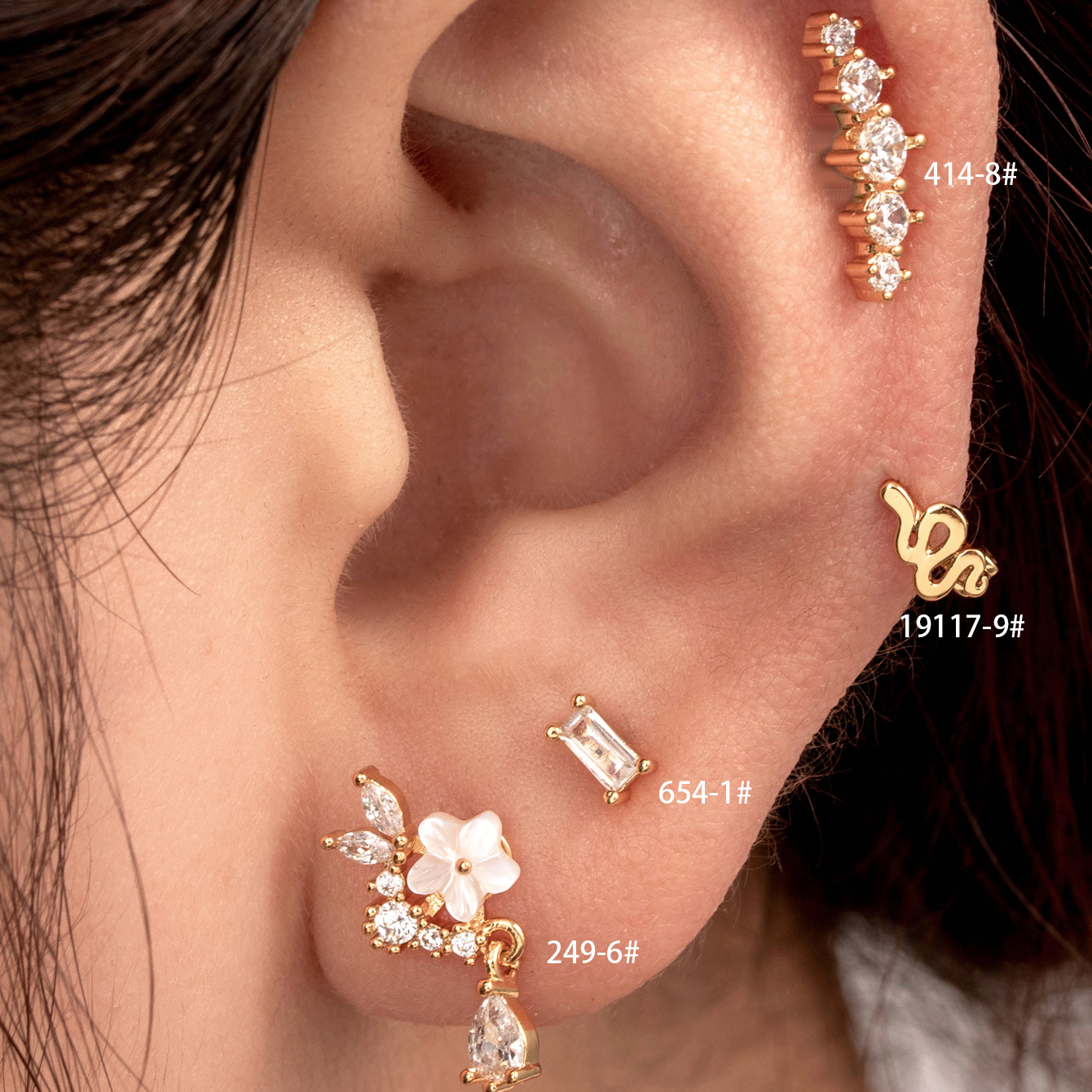 1 Piece Casual French Style Korean Style Round Flower Snake Inlay Copper Zircon Drop Earrings Ear Studs display picture 5