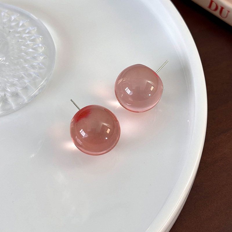 1 Pair Simple Style Classic Style Round Resin Ear Studs display picture 11