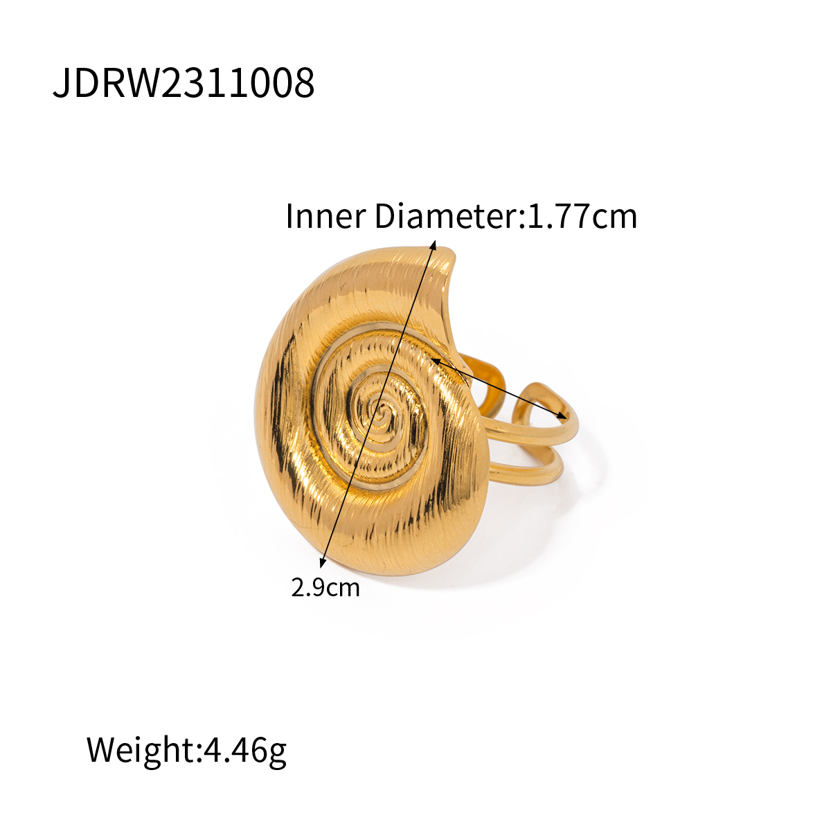 Edelstahl 316 18 Karat Vergoldet IG-Stil Einfacher Stil Spiral- Offener Ring display picture 3