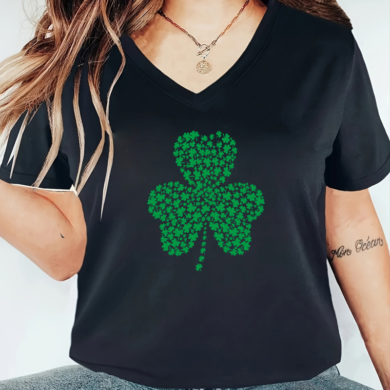 Women's T-shirt Short Sleeve T-Shirts Printing Simple Style Shamrock display picture 1