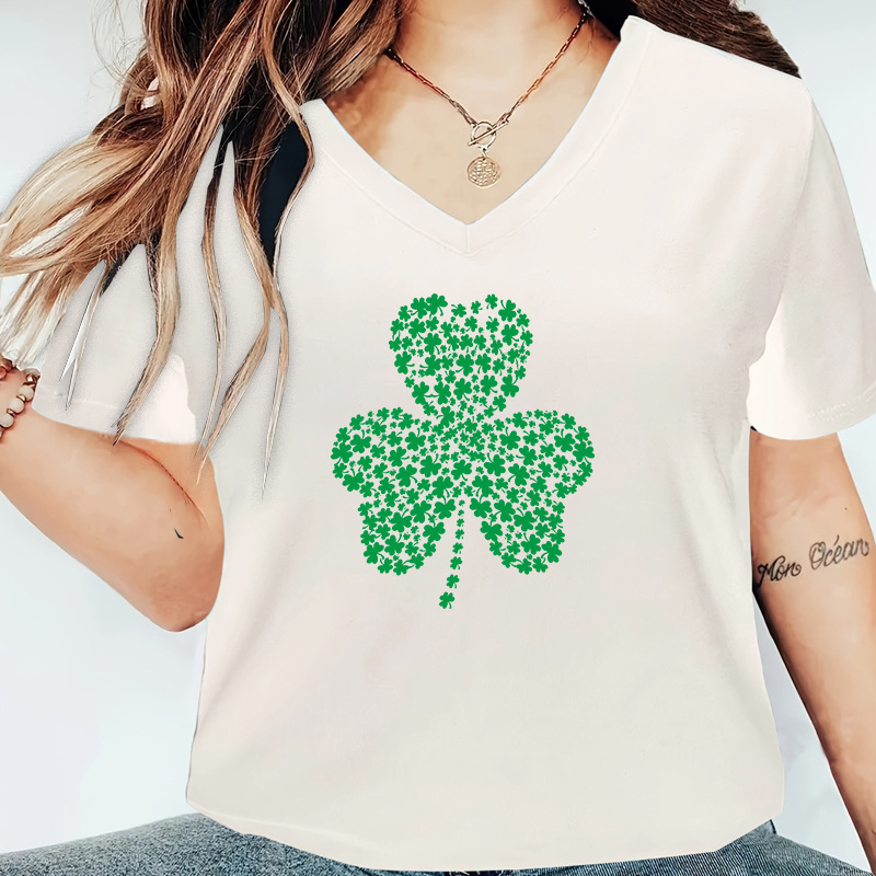 Women's T-shirt Short Sleeve T-Shirts Printing Simple Style Shamrock display picture 2
