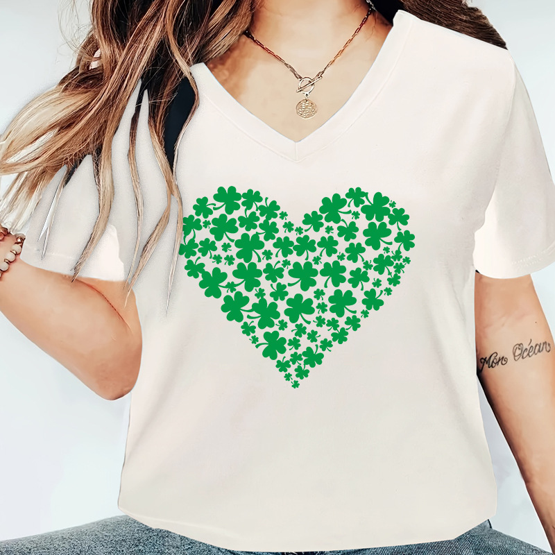 Femmes T-Shirt Manche Courte T-shirts Impression Style Simple Trèfle display picture 3