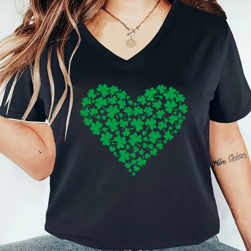 Femmes T-Shirt Manche Courte T-shirts Impression Style Simple Trèfle display picture 4