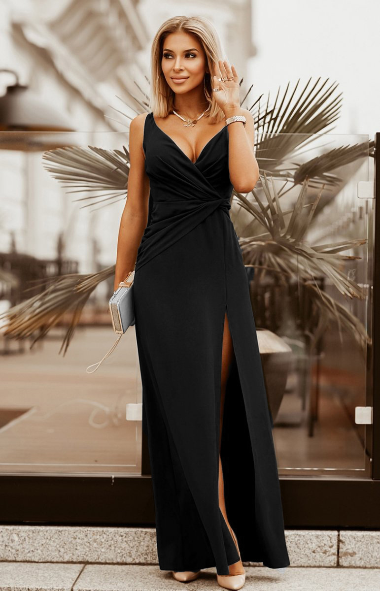 Women's Sheath Dress Slit Dress Sexy Simple Style V Neck Sleeveless Solid Color Maxi Long Dress Holiday Banquet display picture 3