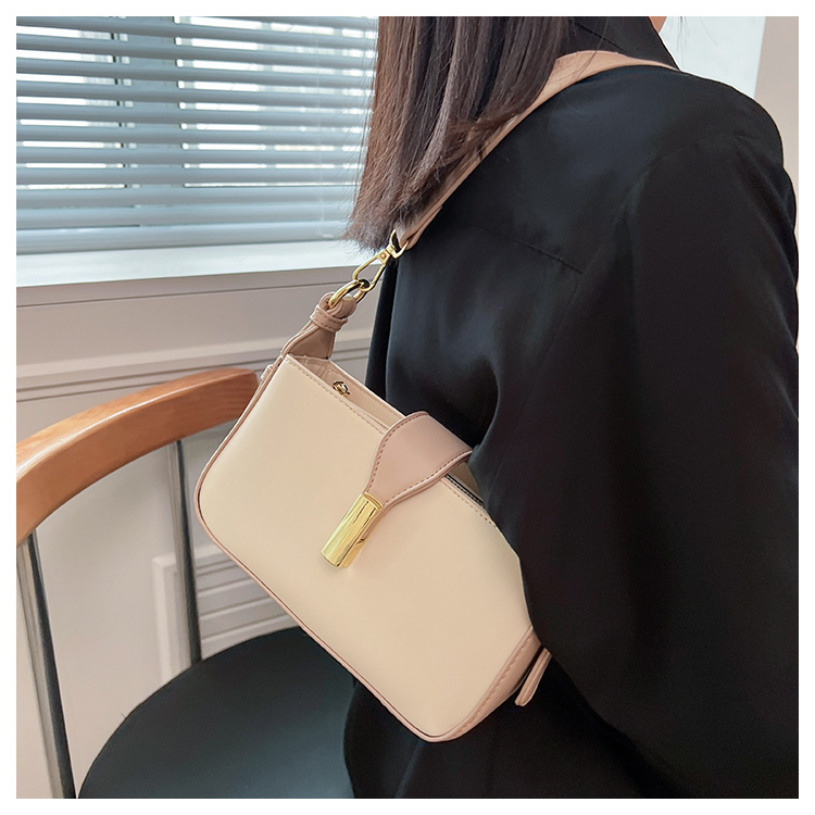 Women's Medium Pu Leather Solid Color Classic Style Streetwear Lock Clasp Shoulder Bag Crossbody Bag display picture 8