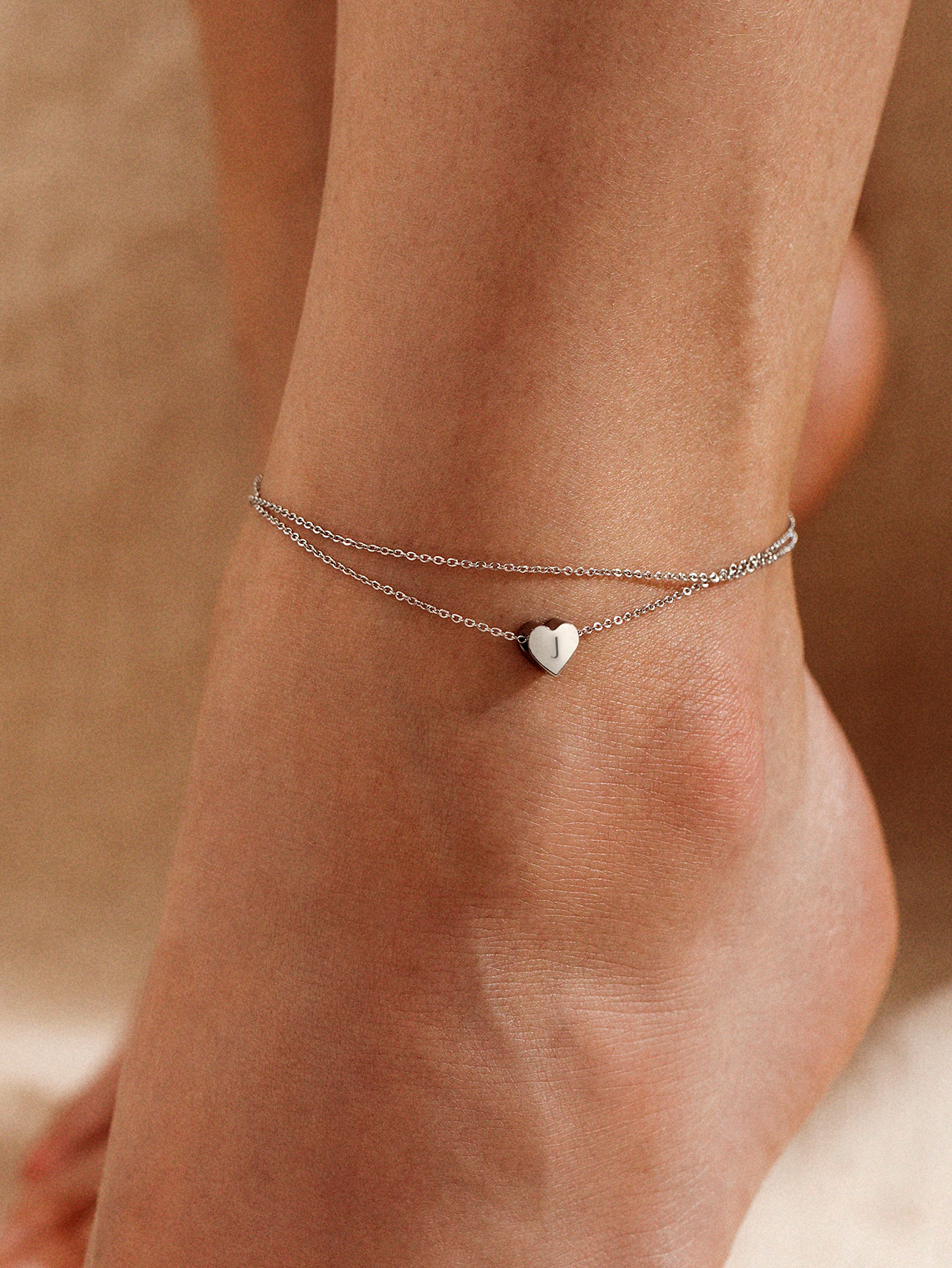 Casual Hawaiian Simple Style Letter Heart Shape 316 Stainless Steel  Layered Inlay Zircon 18K Gold Plated Rose Gold Plated Silver Plated Women's Anklet display picture 14