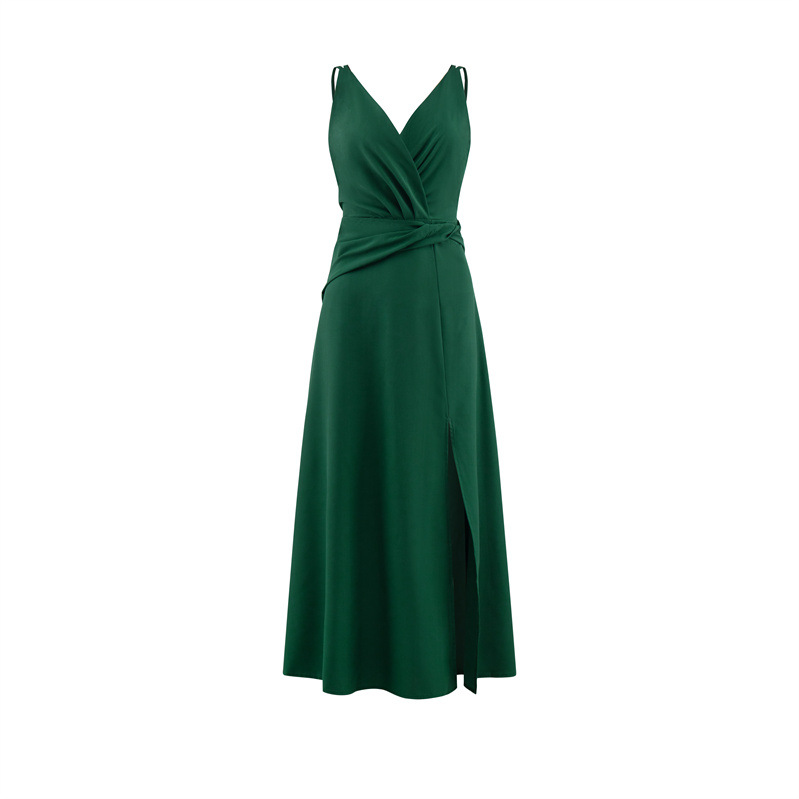 Women's Sheath Dress Slit Dress Sexy Simple Style V Neck Sleeveless Solid Color Maxi Long Dress Holiday Banquet display picture 9