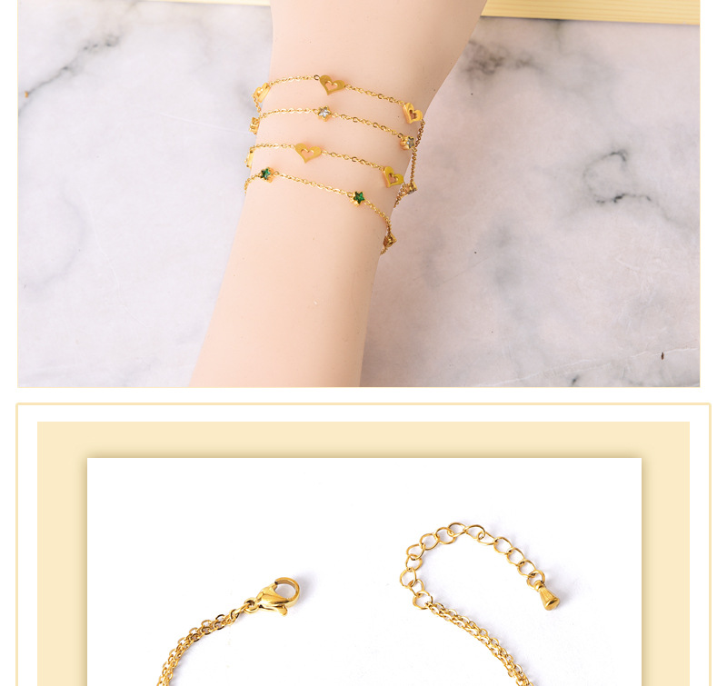 Elegant Lady Star Heart Shape 304 Stainless Steel 18K Gold Plated Glass Stone Bracelets In Bulk display picture 1