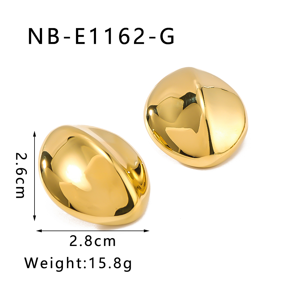 1 Pair IG Style Vintage Style Simple Style Simple Solid Color 304 Stainless Steel 18K Gold Plated Ear Studs display picture 2