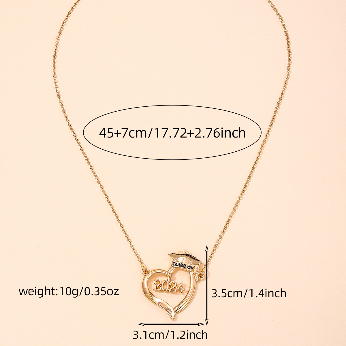 Simple Style Classic Style Doctoral Cap Number Heart Shape Zinc Alloy Women's Pendant Necklace display picture 1