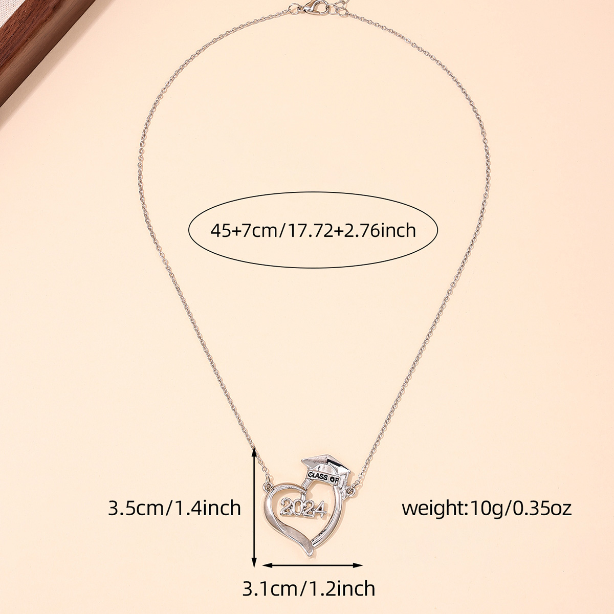 Simple Style Classic Style Doctoral Cap Number Heart Shape Zinc Alloy Women's Pendant Necklace display picture 7