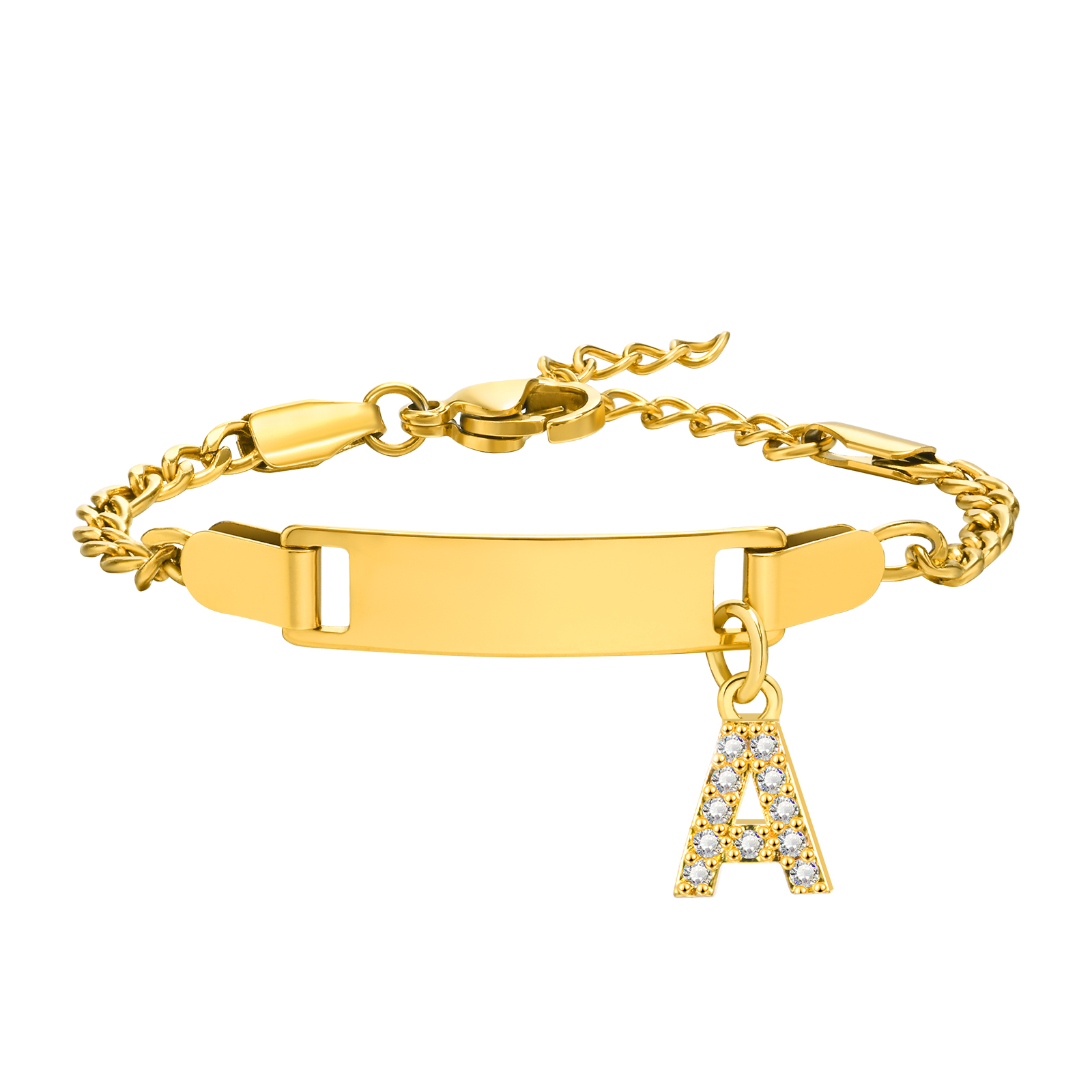 304 Stainless Steel 18K Gold Plated Sweet Shiny Inlay Letter Zircon Bracelets display picture 8