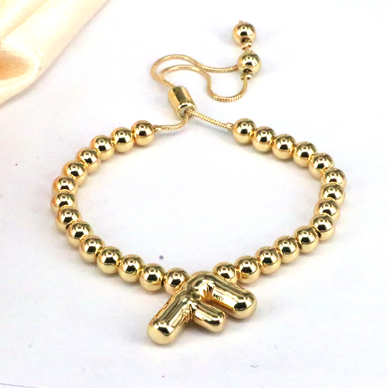 Copper Gold Plated Vintage Style Simple Style Letter Bracelets display picture 5