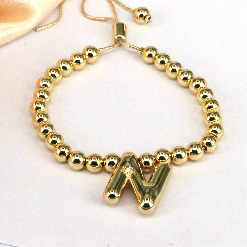 Copper Gold Plated Vintage Style Simple Style Letter Bracelets display picture 18