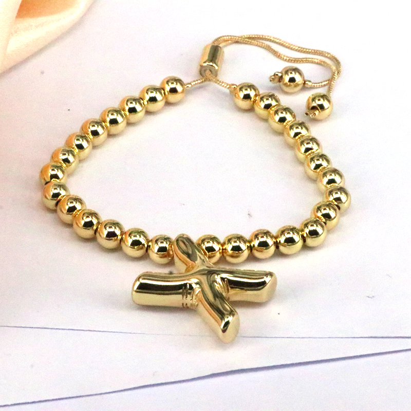 Copper Gold Plated Vintage Style Simple Style Letter Bracelets display picture 14
