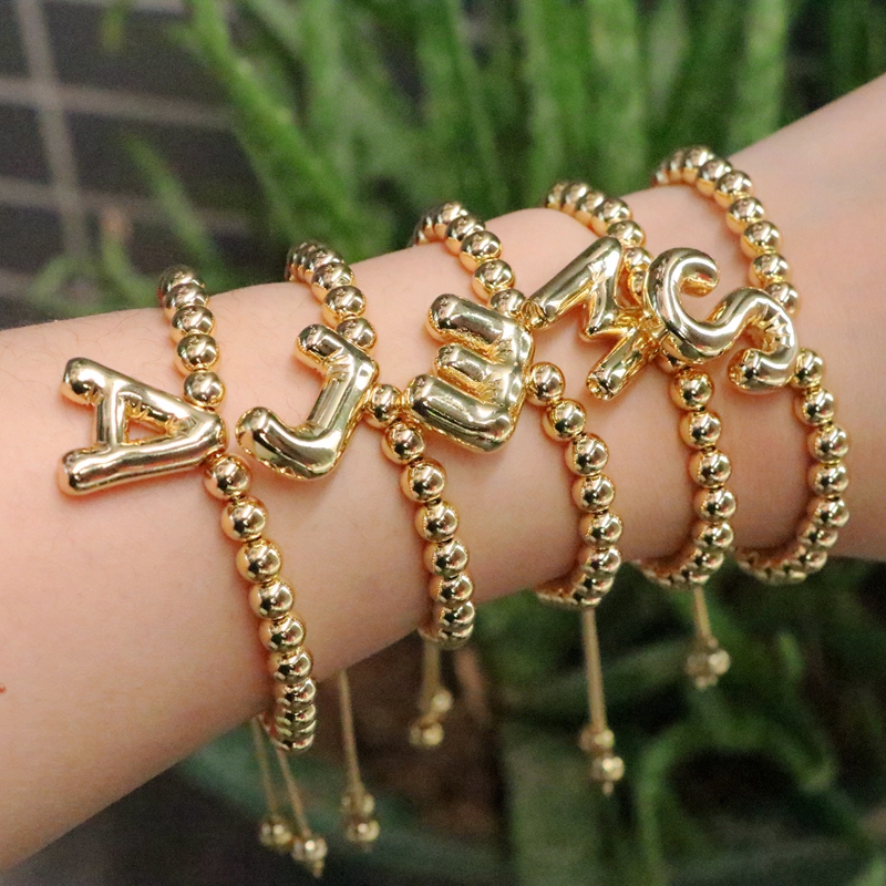 Copper Gold Plated Vintage Style Simple Style Letter Bracelets display picture 26