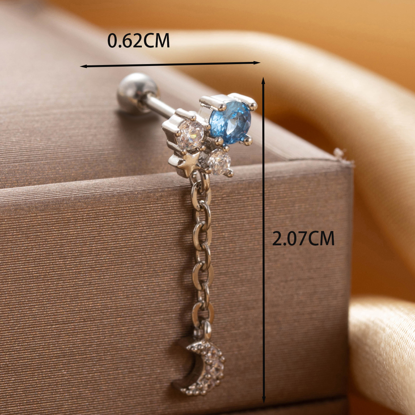 1 Piece Casual French Style Korean Style Moon Heart Shape Crown Chain Inlay Copper Zircon Drop Earrings Ear Studs display picture 3