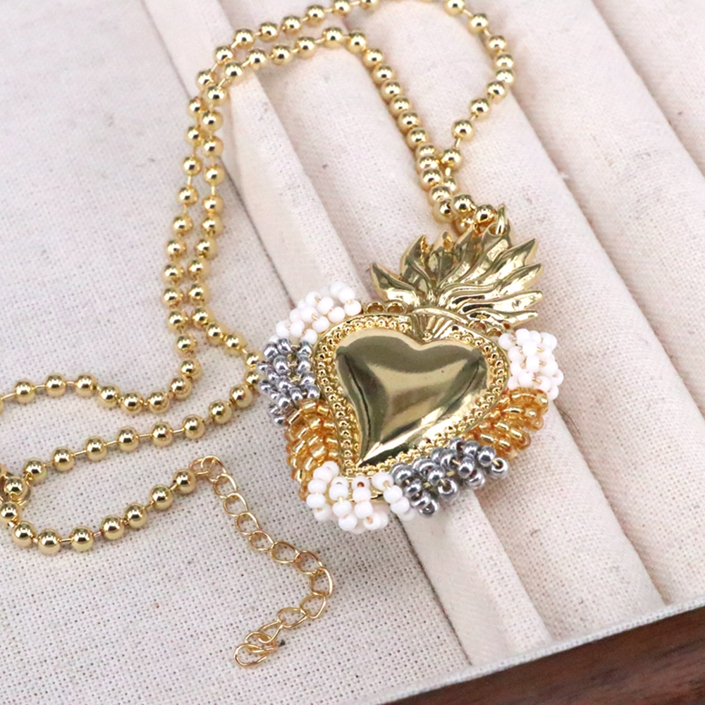 Kupfer 18 Karat Vergoldet Vintage-Stil Herzform Halskette Mit Anhänger display picture 13