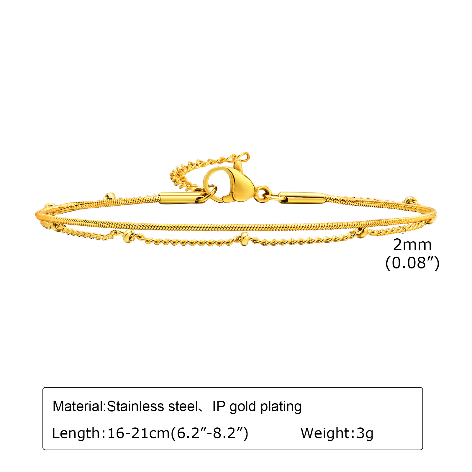 Simple Style Classic Style Solid Color 201 Stainless Steel Gold Plated Bracelets In Bulk display picture 7