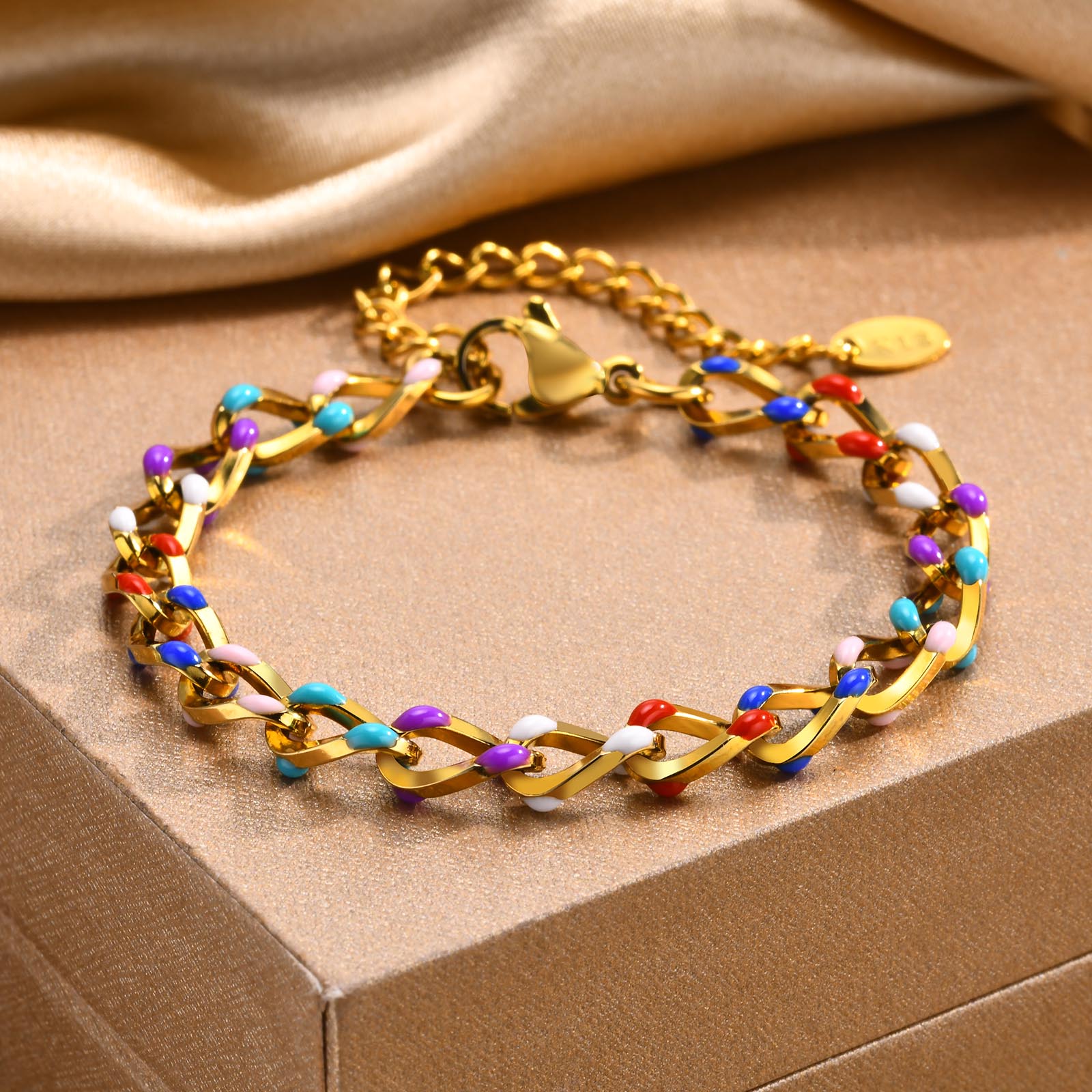 Beach Tropical Geometric 201 Stainless Steel 18K Gold Plated Bracelets In Bulk display picture 2