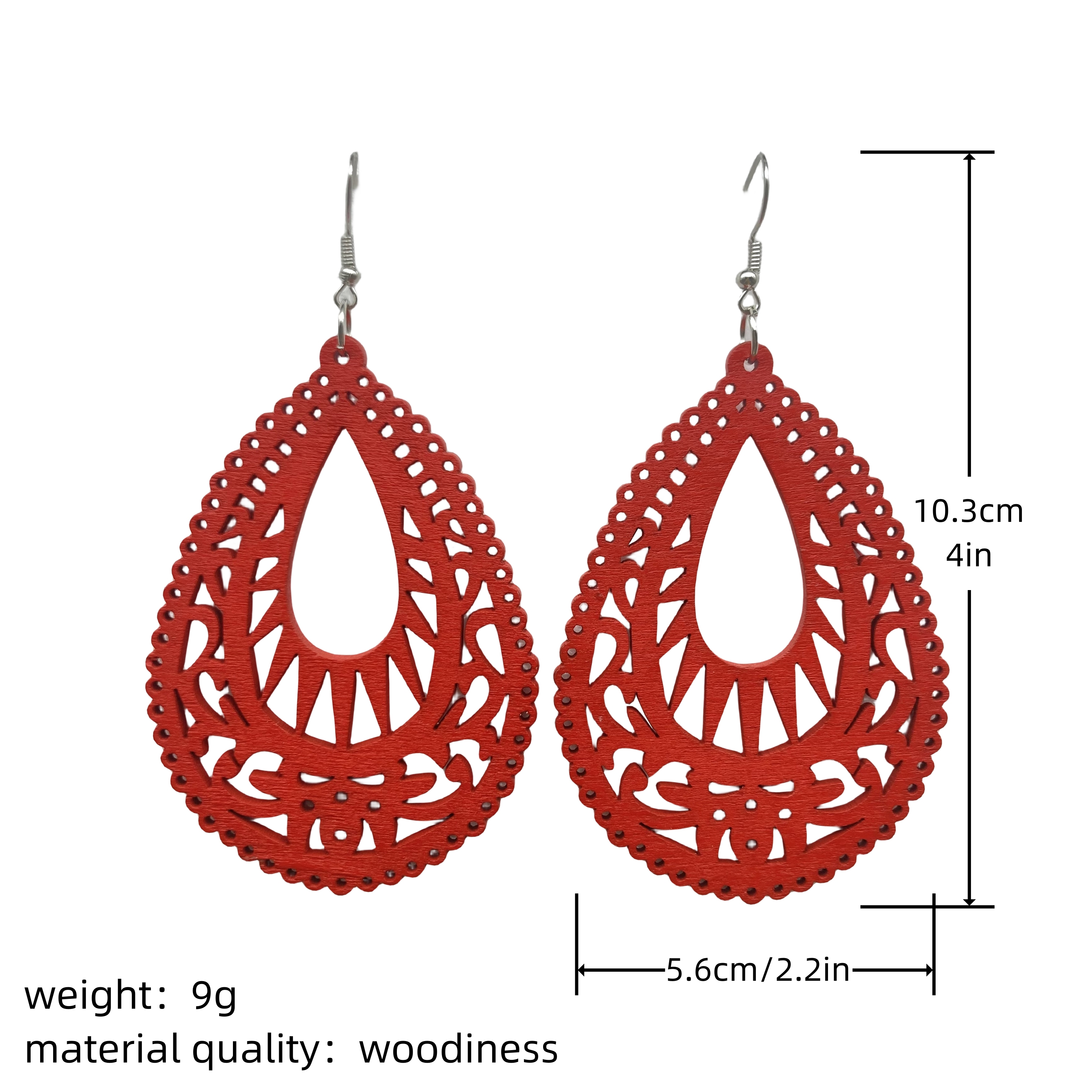1 Pair Casual Retro Simple Style Water Droplets Stoving Varnish Wood Drop Earrings display picture 1