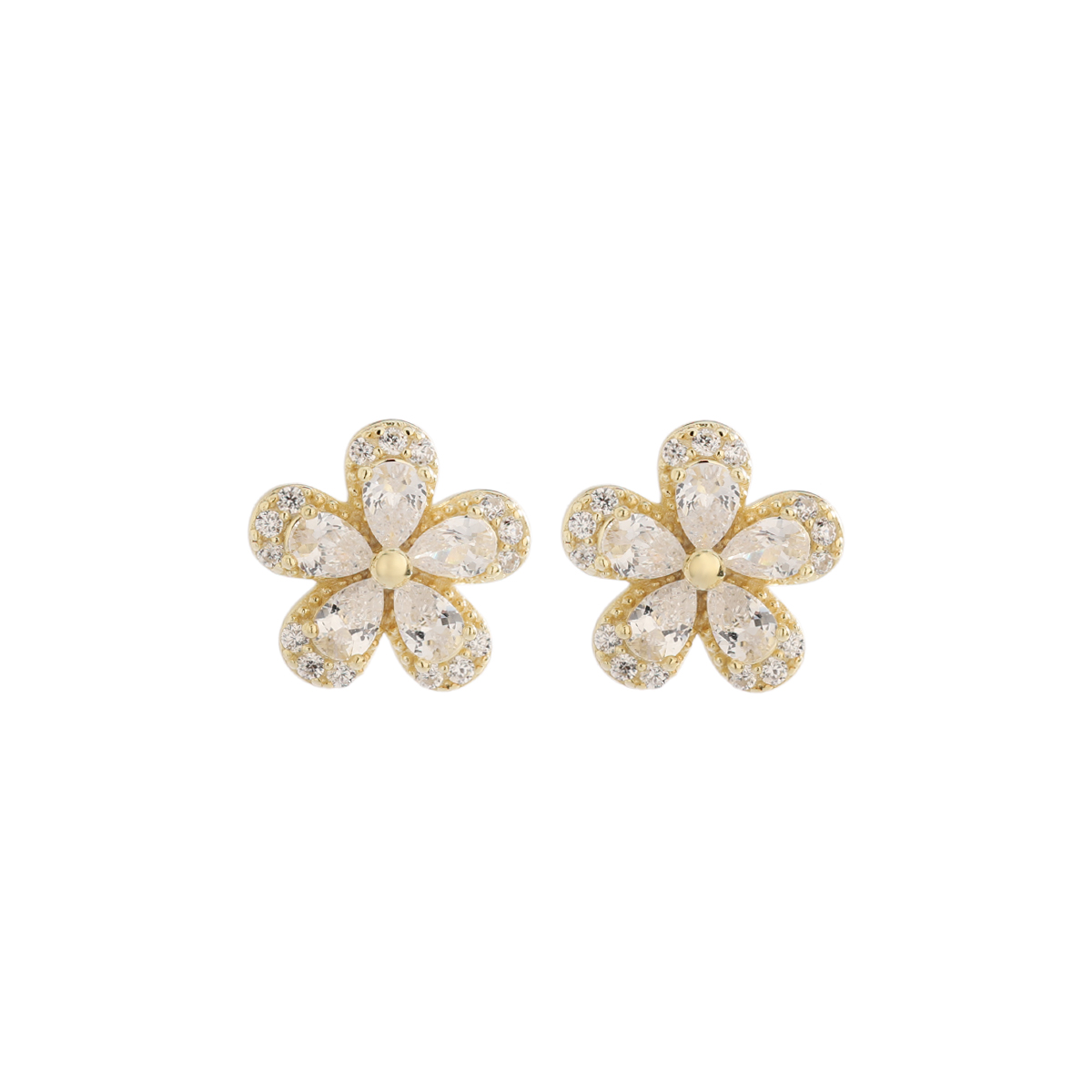1 Pair Lady Classic Style Solid Color Flower Plating Inlay Sterling Silver Zircon 14K Gold Plated Ear Studs display picture 3