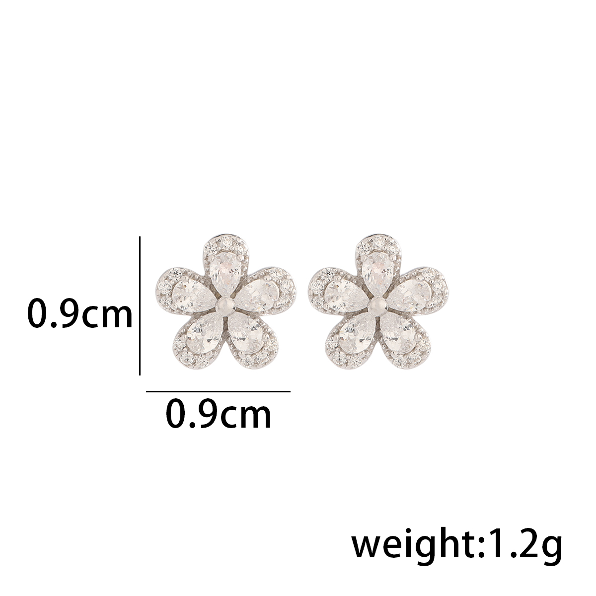 1 Pair Lady Classic Style Solid Color Flower Plating Inlay Sterling Silver Zircon 14K Gold Plated Ear Studs display picture 1