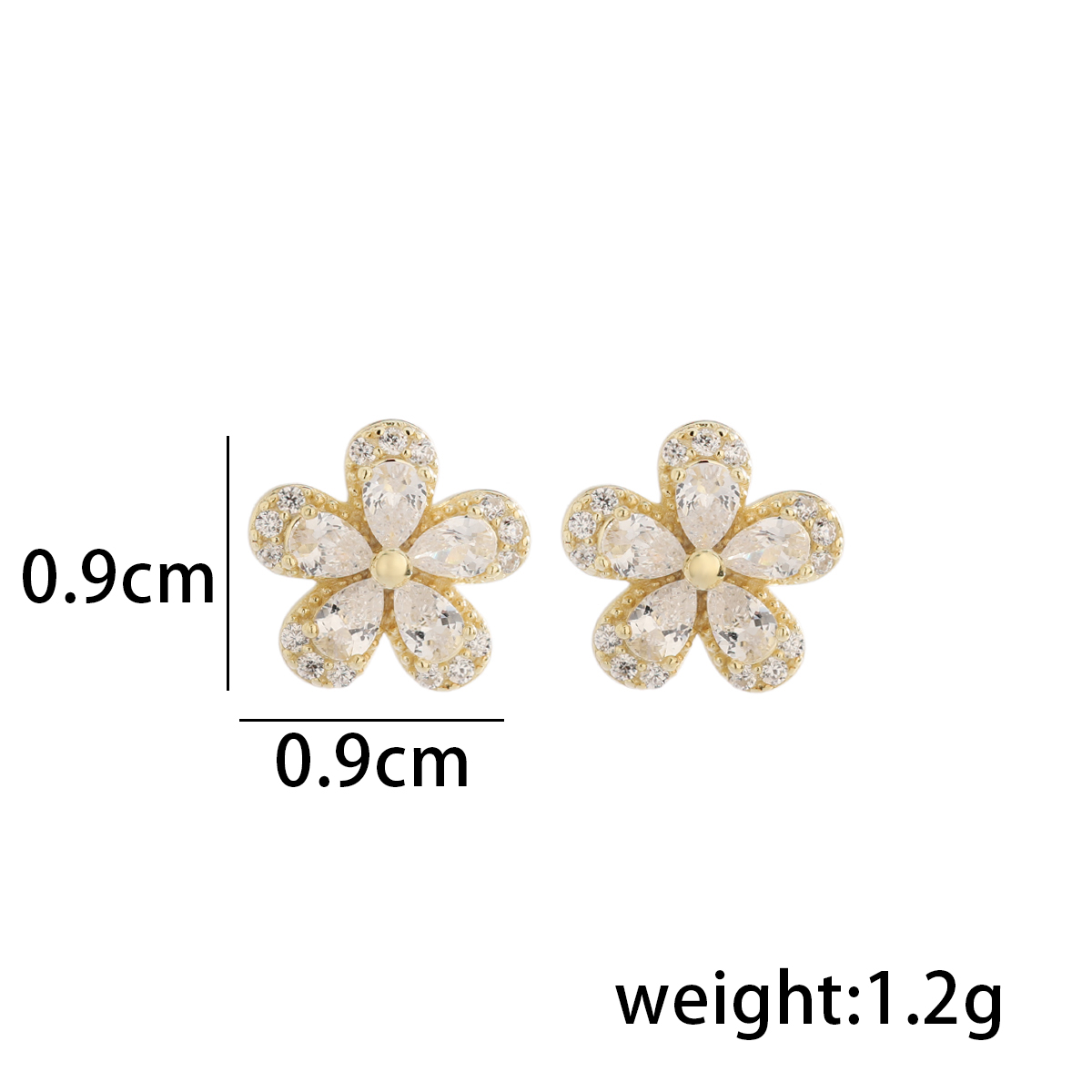1 Pair Lady Classic Style Solid Color Flower Plating Inlay Sterling Silver Zircon 14K Gold Plated Ear Studs display picture 2