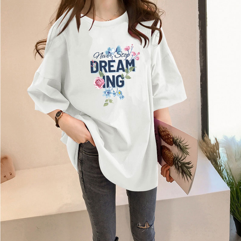 Women's T-shirt Short Sleeve T-Shirts Printing Casual Letter Flower display picture 3