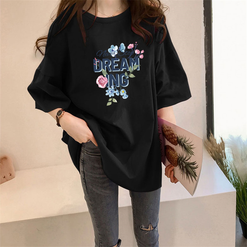 Women's T-shirt Short Sleeve T-Shirts Printing Casual Letter Flower display picture 5