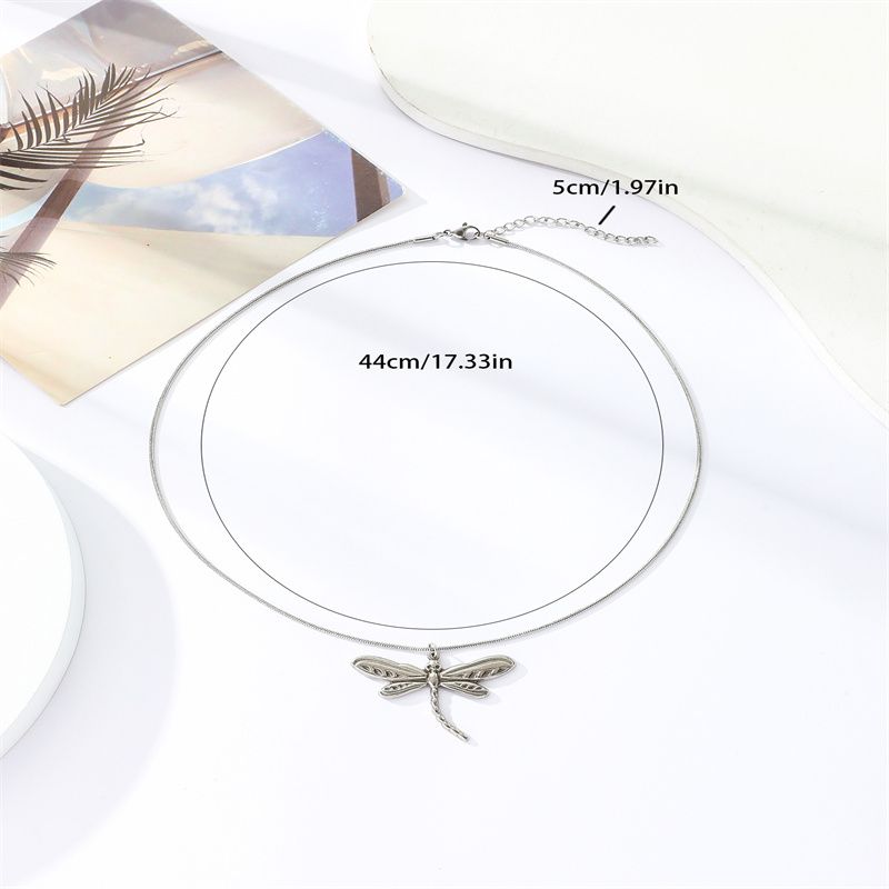 304 Stainless Steel Simple Style Commute Dragonfly Pendant Necklace display picture 5