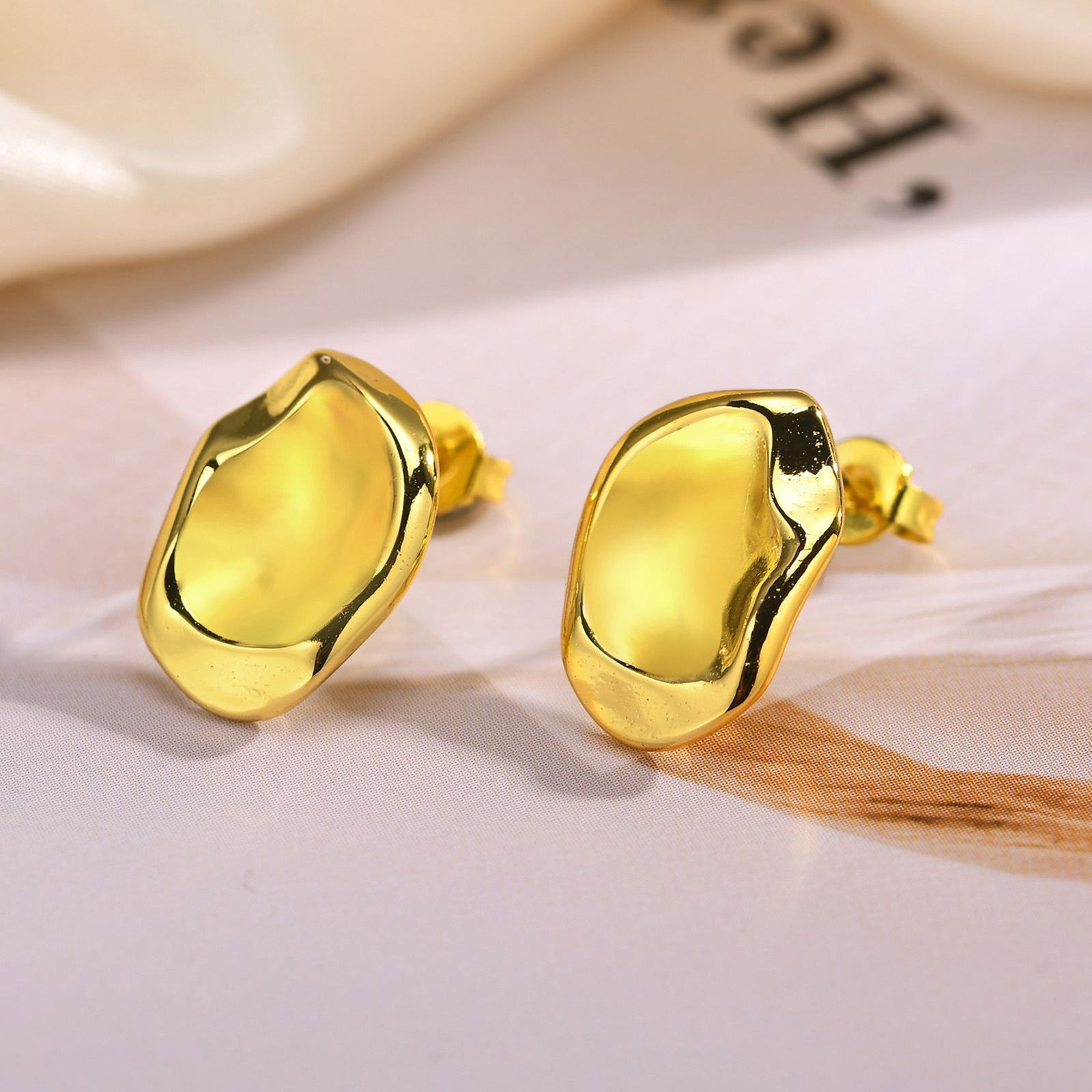 1 Pair IG Style Geometric Copper Alloy 18K Gold Plated Ear Studs display picture 5