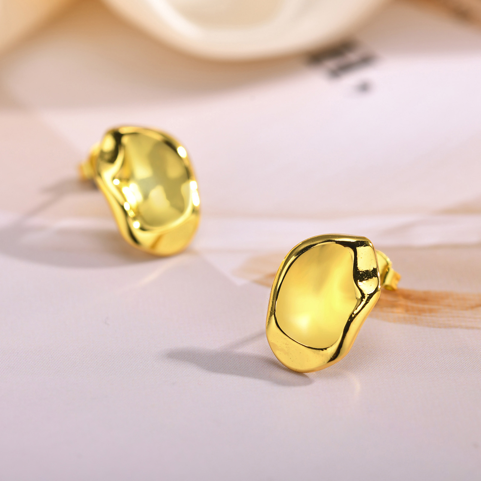 1 Pair IG Style Geometric Copper Alloy 18K Gold Plated Ear Studs display picture 4