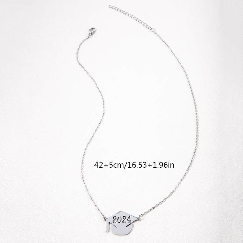 304 Stainless Steel Preppy Style Classic Style Hollow Out Doctoral Cap Pendant Necklace display picture 1