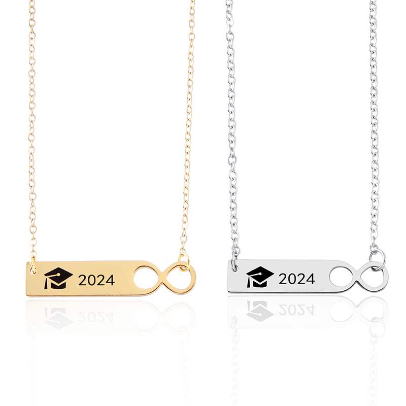 304 Stainless Steel Preppy Style Simple Style Doctoral Cap Number Pendant Necklace display picture 9