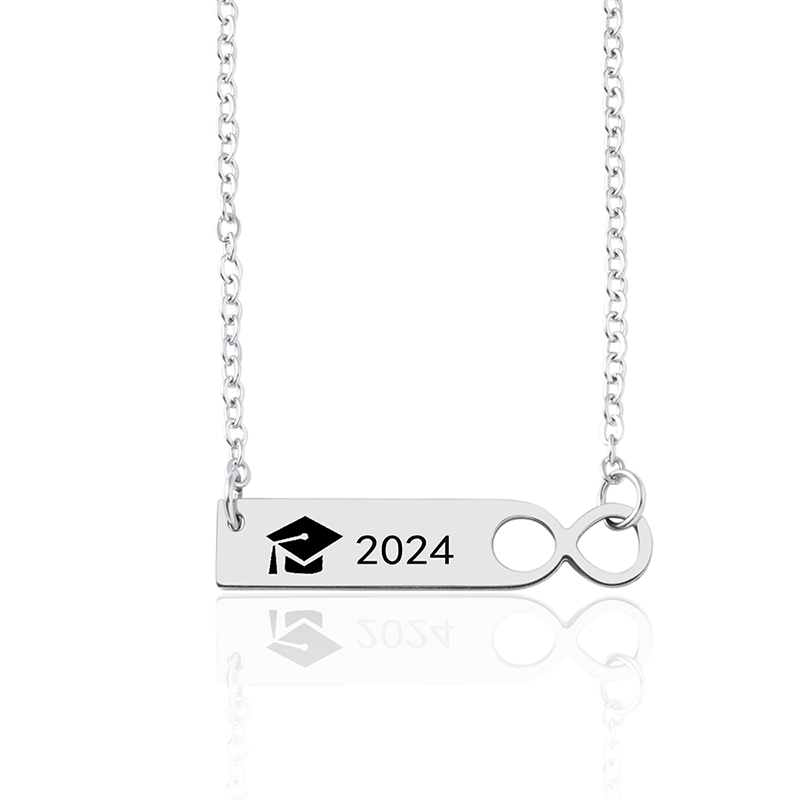 304 Stainless Steel Preppy Style Simple Style Doctoral Cap Number Pendant Necklace display picture 1