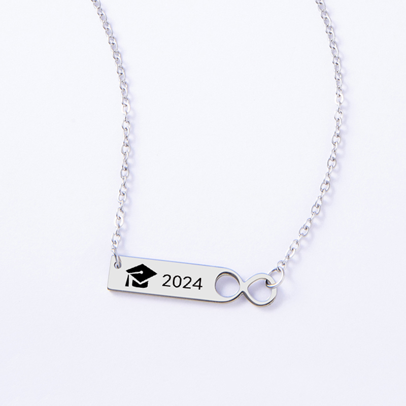 304 Stainless Steel Preppy Style Simple Style Doctoral Cap Number Pendant Necklace display picture 2