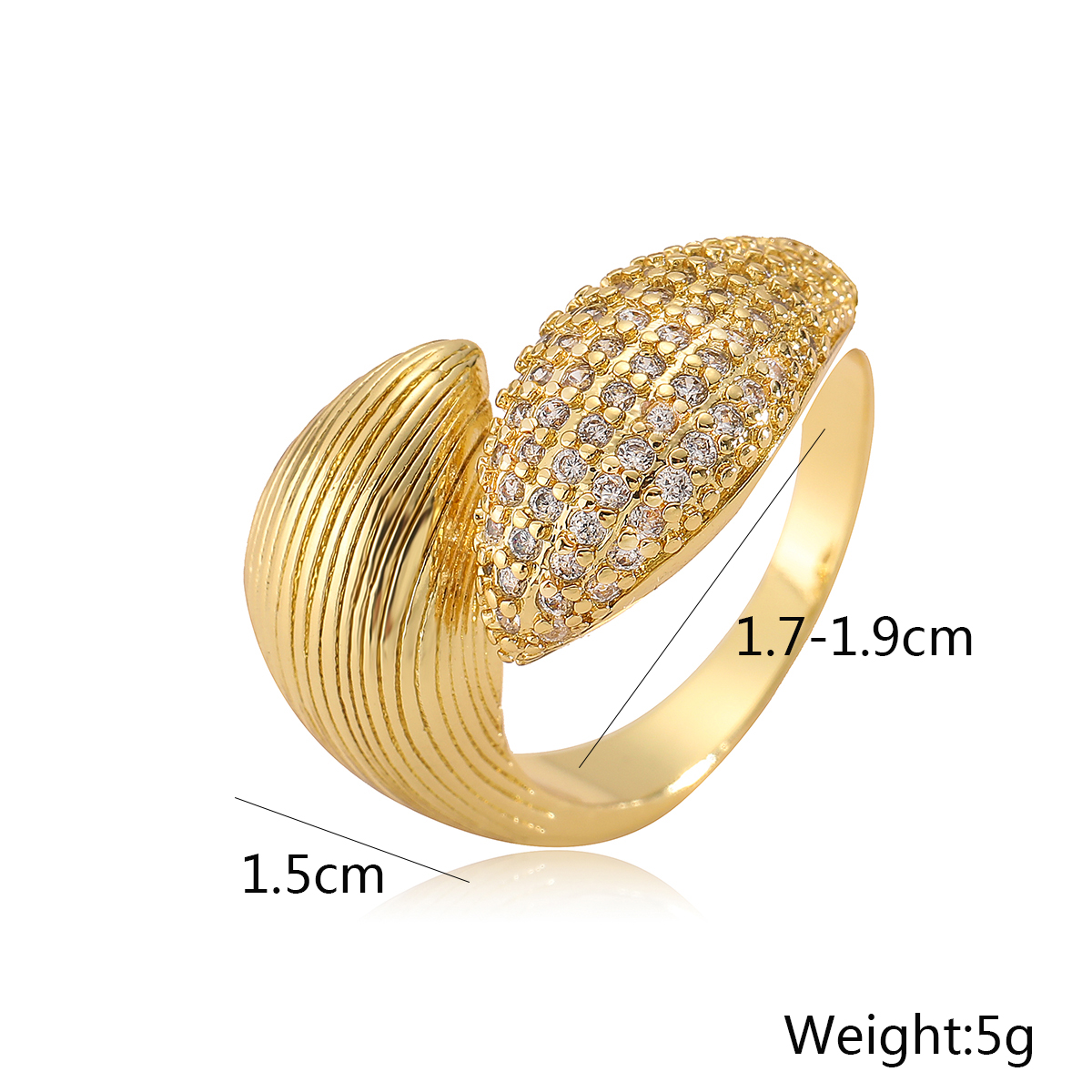 Wholesale Simple Style Commute Geometric Heart Shape Copper Hollow Out Inlay 18K Gold Plated Zircon Open Rings display picture 1