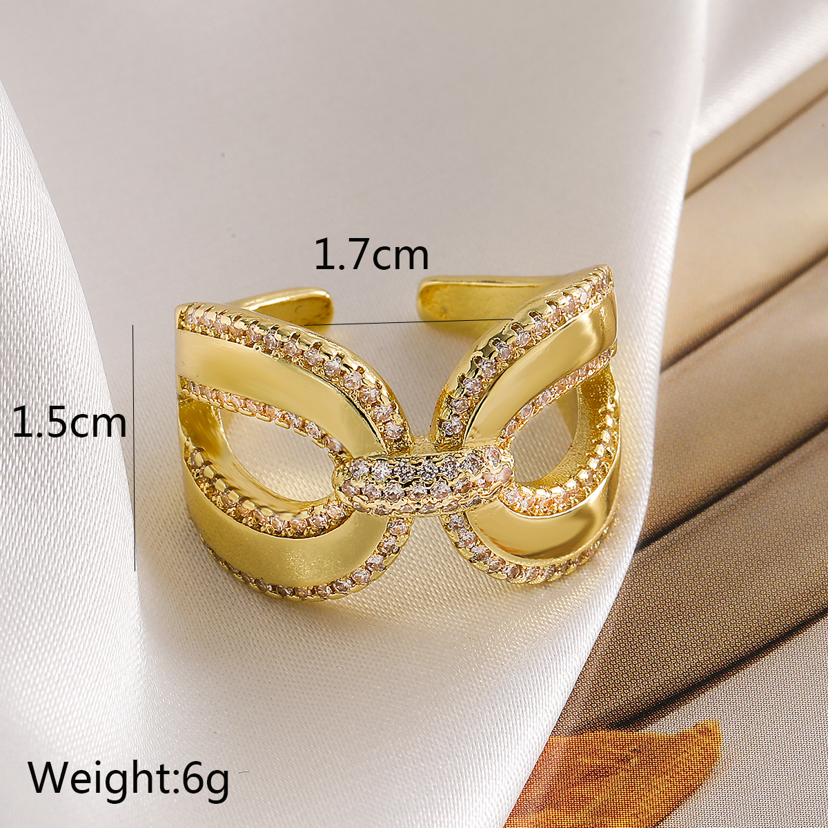 Wholesale Simple Style Commute Geometric Heart Shape Copper Hollow Out Inlay 18K Gold Plated Zircon Open Rings display picture 6