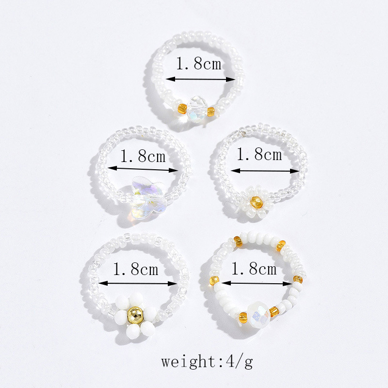 Wholesale Jewelry Simple Style Classic Style Flower Artificial Crystal Seed Bead Beaded Rings display picture 2