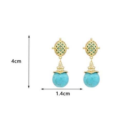 1 Pair Ethnic Style Color Block Copper Drop Earrings display picture 3