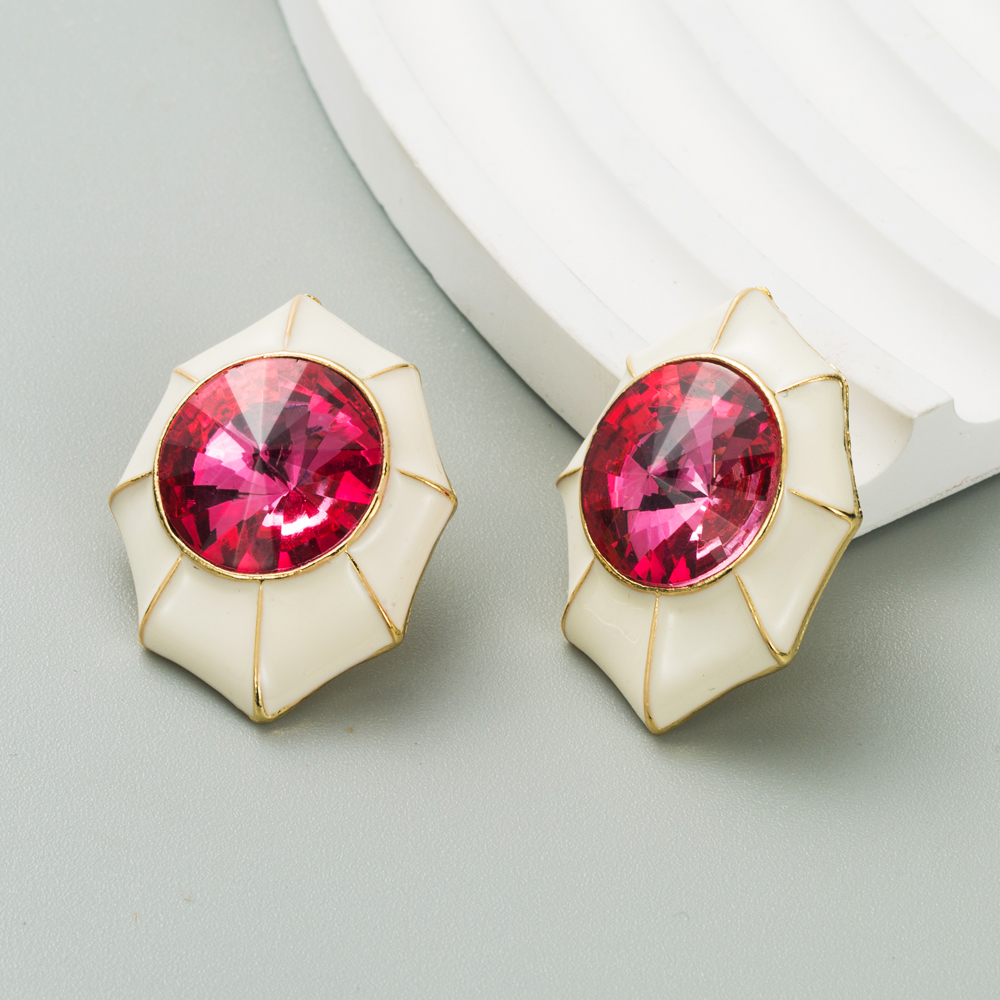 1 Pair Casual Modern Style Classic Style Geometric Inlay Alloy Glass Ear Studs display picture 4