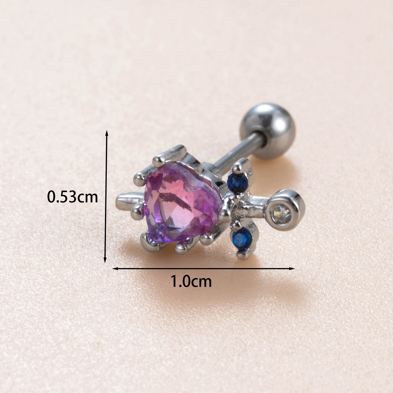 1 Piece Casual French Style Korean Style Heart Shape Perfume Bottle Inlay Copper Zircon Ear Studs display picture 3