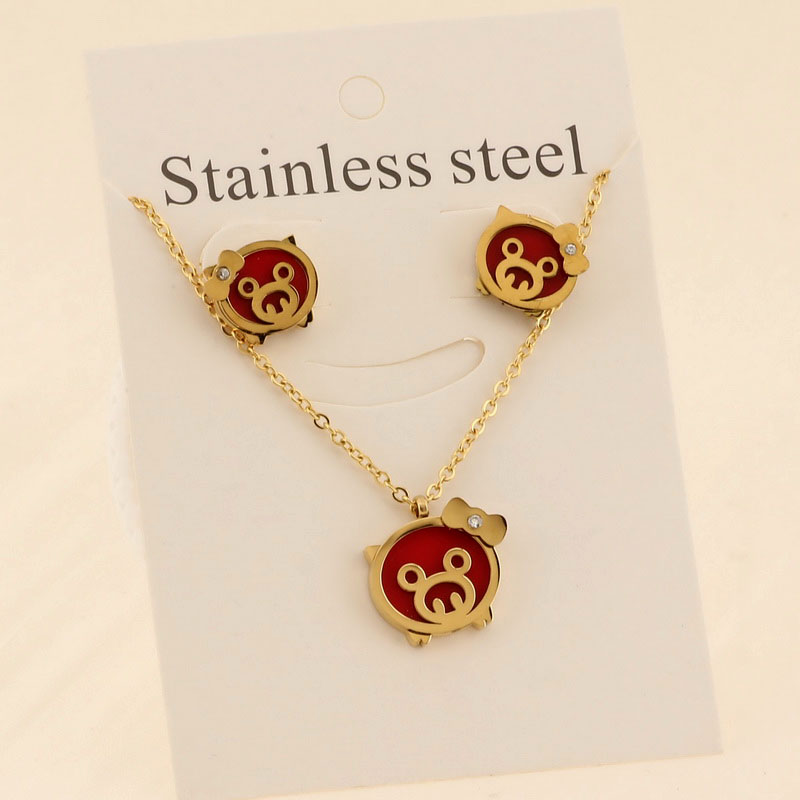 Titan Stahl 18 Karat Vergoldet Elegant Einfacher Stil Schmetterling Bogenknoten Armbänder Ohrringe Halskette display picture 2