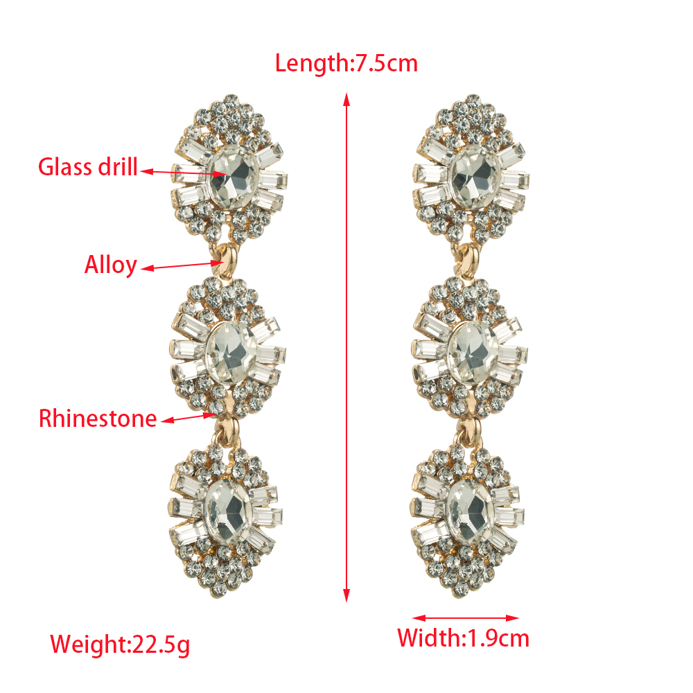 1 Pair Casual Modern Style Solid Color Inlay Alloy Rhinestones Glass Drop Earrings display picture 1
