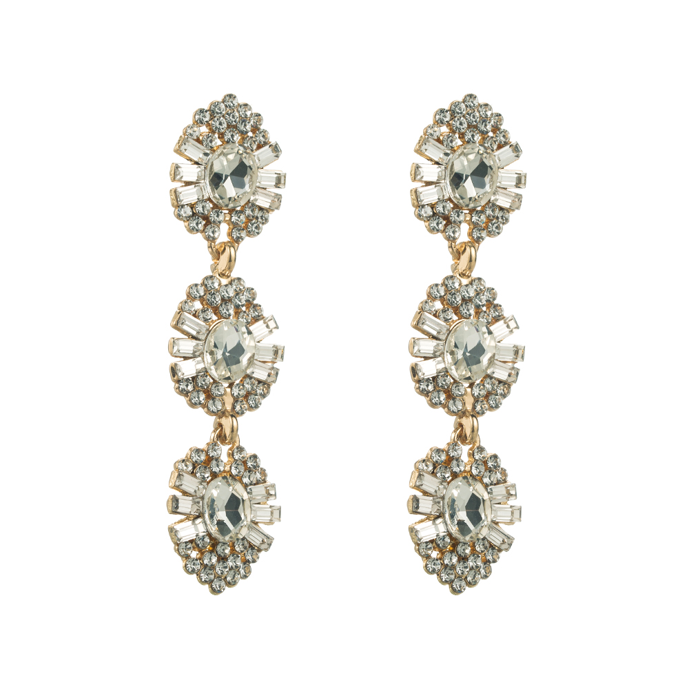 1 Pair Casual Modern Style Solid Color Inlay Alloy Rhinestones Glass Drop Earrings display picture 5