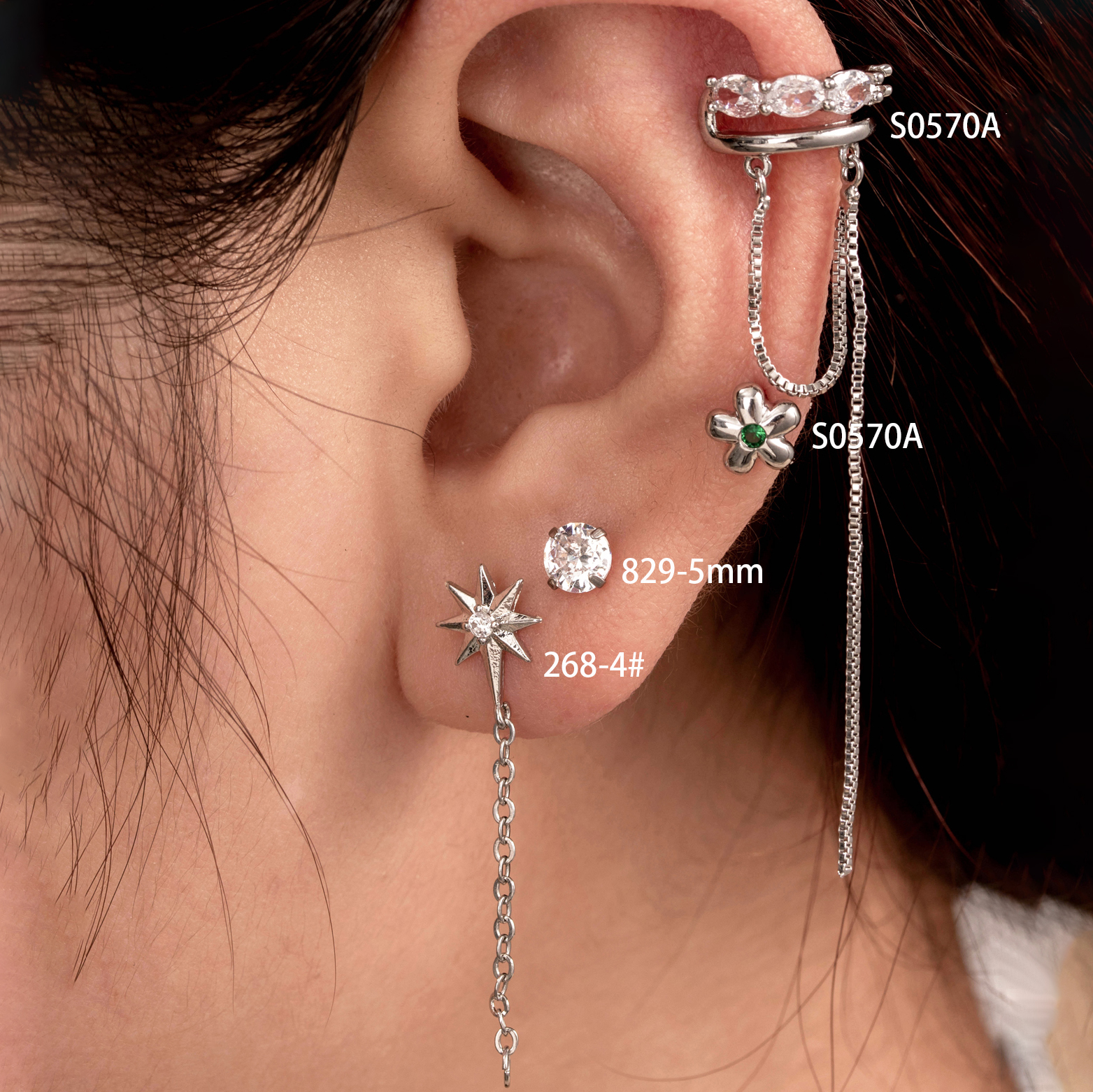 1 Piece Casual French Style Korean Style Round Flower Chain Inlay Copper Zircon Drop Earrings Ear Studs display picture 4