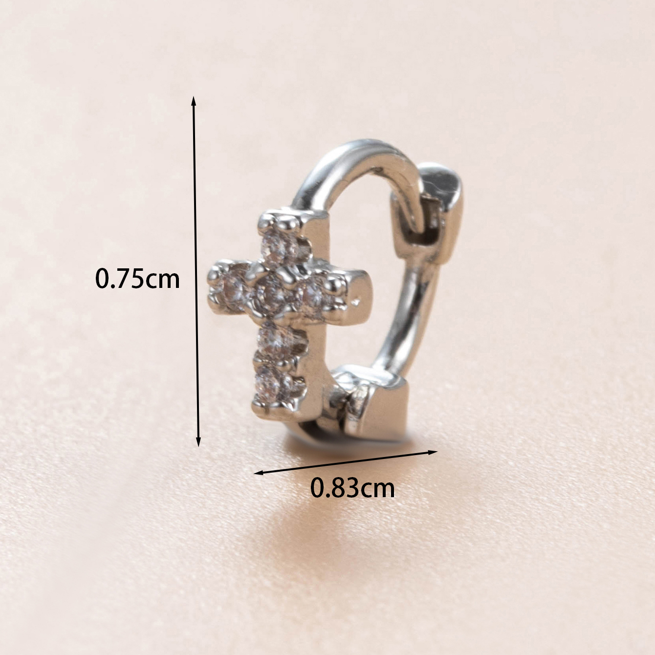 1 Piece Casual French Style Korean Style Cross Heart Shape Enamel Inlay Copper Zircon Ear Cuffs Earrings Ear Studs display picture 2